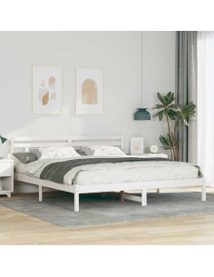 Struttura del letto Bianco 200 x 200 cm Pino massello 2