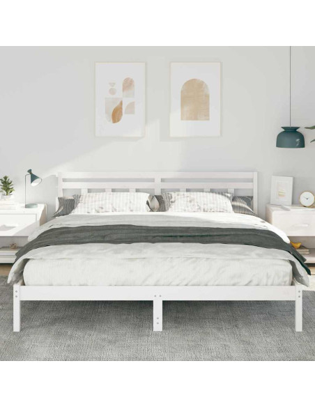 Struttura del letto Bianco 200 x 200 cm Legno di pino massello