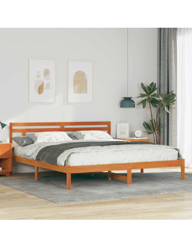 Struttura del letto Marrone 200 x 200 cm Pino massello