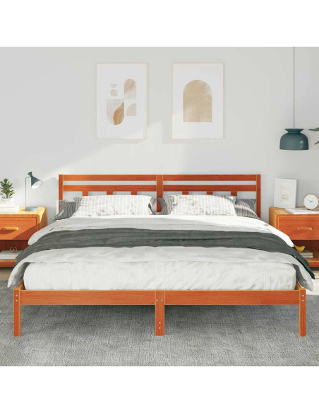 Struttura del letto Marrone 200 x 200 cm Pino massello