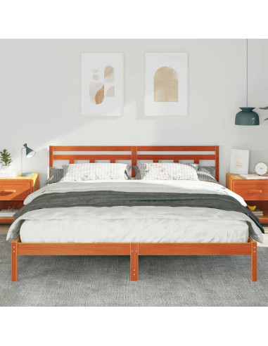 Struttura del letto con testiera Marrone Legno di pino