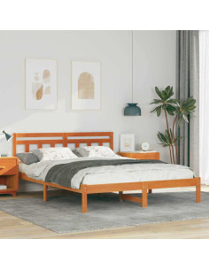 Struttura del letto Marrone 160 x 200 cm Pino massello 2
