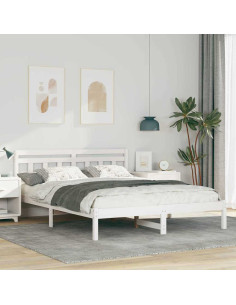 Struttura del letto Bianco 140 x 200 cm Pino massello 2