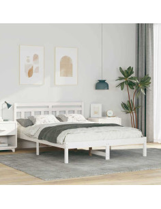 Struttura del letto Bianco 140 x 190 cm Pino massello 2