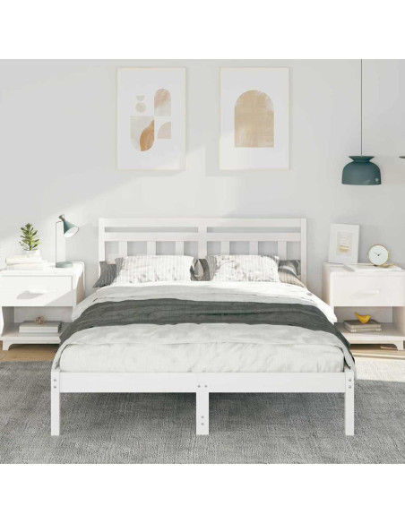 Struttura del letto Bianco 140 x 190 cm Pino massello