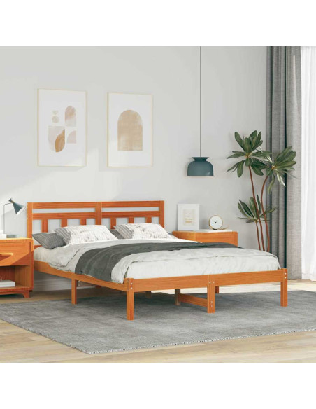 Struttura del letto Marrone 140 x 190 cm Legno di pino massello