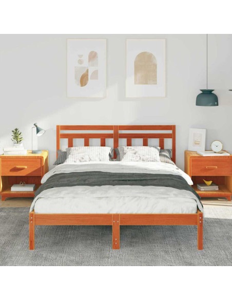 Struttura del letto Marrone 140 x 190 cm Legno di pino massello