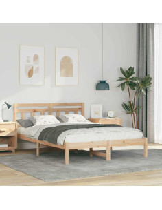 Struttura del letto Marrone 135 x 190 cm Pino massello 2