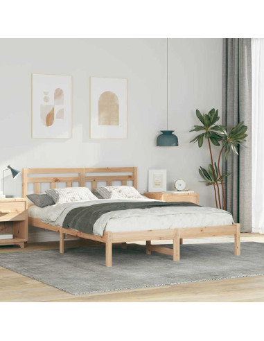 Struttura del letto Marrone 135 x 190 cm Pino massello