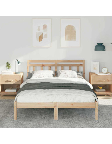 Struttura del letto Marrone 135 x 190 cm Legno di pino massello