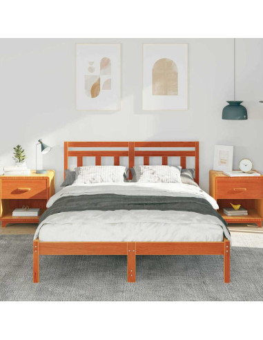Struttura del letto Marrone 135 x 190 cm Pino massello