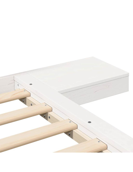 Struttura Letto Piattaforma con Tavolini Comodini Bianca 180x200cm Legno Massello