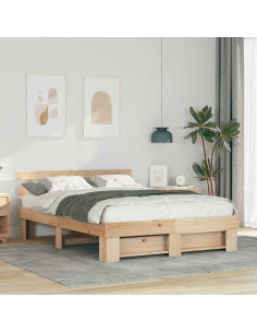 Struttura del letto Marrone 160 x 200 cm Pino massello 2