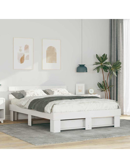 Struttura del letto Bianco 160 x 200 cm Pino massello