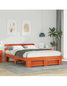 Struttura del letto Marrone cerato 160 x 200 cm Pino massello 2