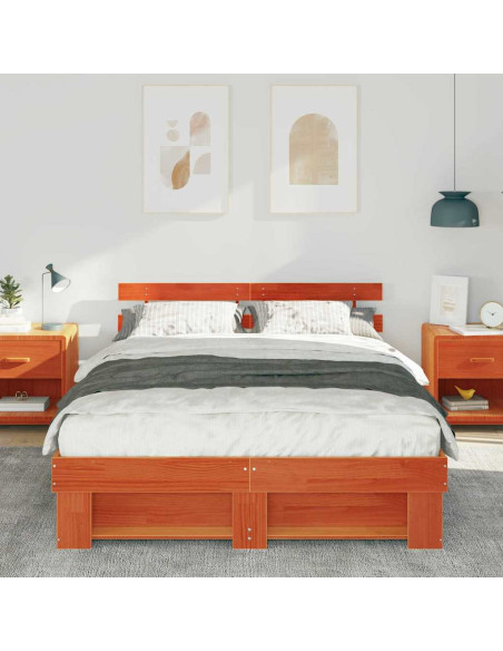 Struttura del letto Cera marrone 160 x 200 cm Legno di pino