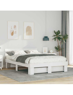 Struttura del letto Bianco 140 x 200 cm Pino massello 2