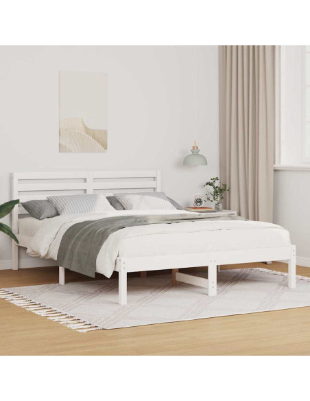 Struttura del letto Bianco 140 x 190 cm Pino massello
