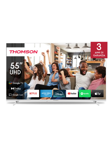 TV 55 THOMSON 4K  SMART UHD T2/C2S2 GOOGLE TV FRAMELESS WHITE
