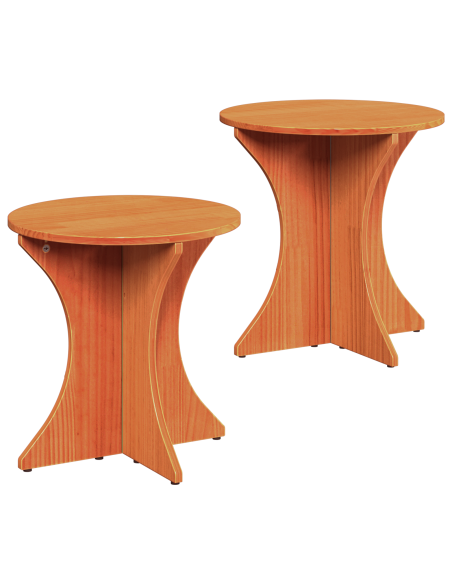 Tavolino da salotto 2 pcs Marrone cerato Legno di pino massello