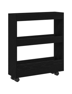 Carrello di Stoccaggio Stretto Rovere Nero 60 x 18 x 70 cm