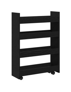 Carrello di Stoccaggio Stretto Rovere Nero 60 x 20 x 82 cm