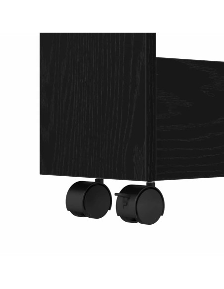 Cabinet da Bagno Stretto con Ruote Rovere Nero Legno Ingegnerizzato