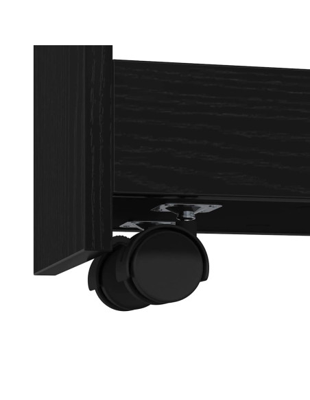 Carrello di Stoccaggio Slim 4 Livelli Rovere Nero Legno Tecnico