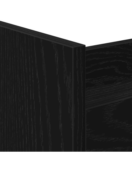 Carrello di Stoccaggio Slim 4 Livelli Rovere Nero Legno Tecnico