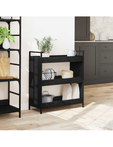 Carrello da Cucina Rovere Nero 70 x 30 x 82 cm