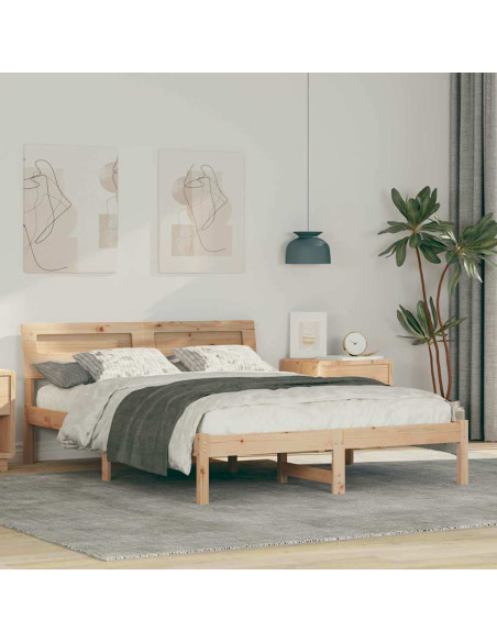 Struttura del letto Marrone 140 x 190 cm Legno di pino massello