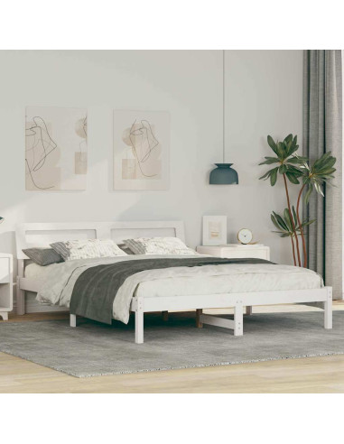 Struttura del letto Bianco 160 x 200 cm Pino massello