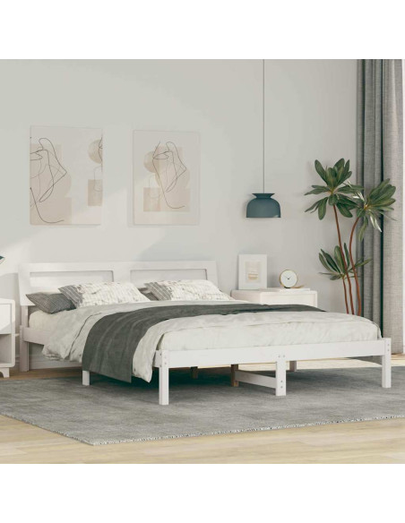 Struttura del letto Bianco 160 x 200 cm Pino massello