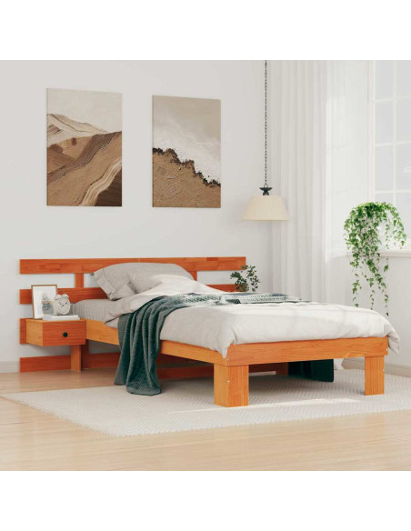 Struttura del letto con cassetto con testiera Cera marrone 80 x 200 cm