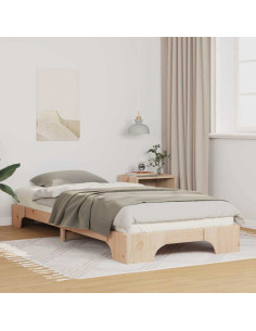 Struttura del letto Marrone 100 x 220 cm Pino massello 2