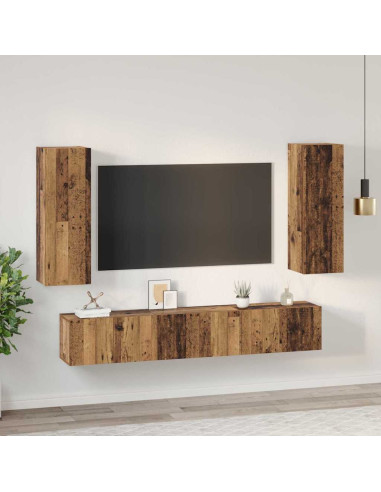 Set mobile TV 5 pcs Legno vecchio Legno multistrato