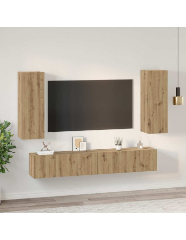 Set mobile TV 5 pcs Rovere artigianale Legno multistrato