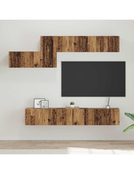 Set mobile TV con cassetto 7 pcs Legno vecchio 60 x 30 x 30 cm