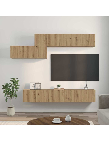 Set mobile TV 7 pcs rovere artigianale 60 x 30 x 30 cm