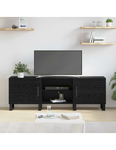 Mobile TV Rovere Nero 150 x 30 x 50 cm Legno multistrato