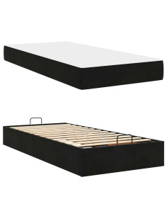 Struttura letto con materasso con materasso 2 pcs Nero Velluto