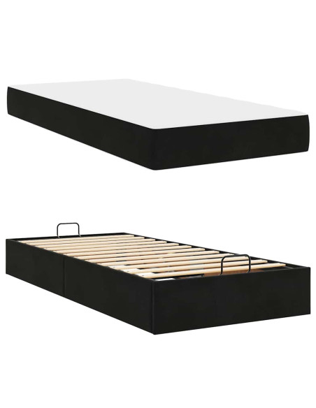 Struttura del letto con archiviazione Nero 90 x 190 cm Velluto