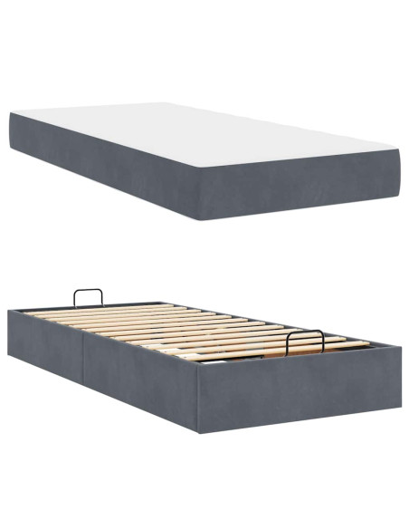 Struttura del letto Grigio scuro 90 x 200 cm Velluto