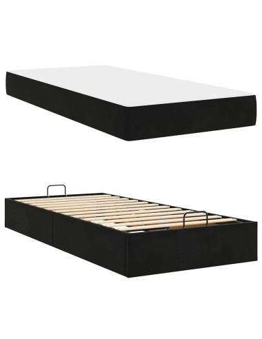 Struttura letto con materasso con materasso 2 pcs Nero Velluto