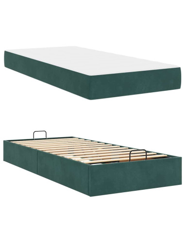 Struttura letto con materasso con materasso 2 pcs Verde Velluto