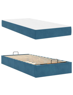 Struttura letto con materasso con materasso 2 pcs Blu Velluto