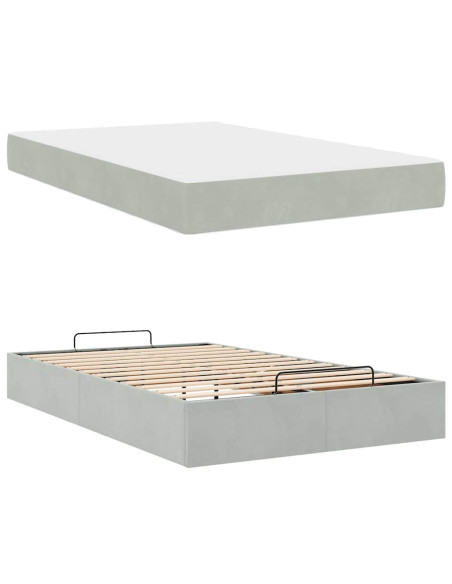 Struttura del letto Grigio chiaro 120 x 190 cm Velluto