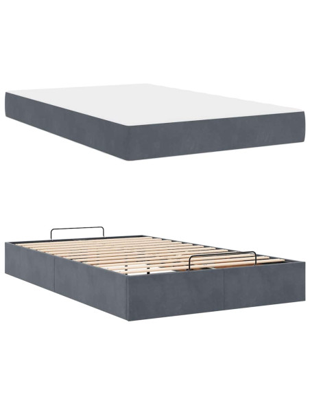 Struttura del letto Grigio scuro 120 x 190 cm Velluto