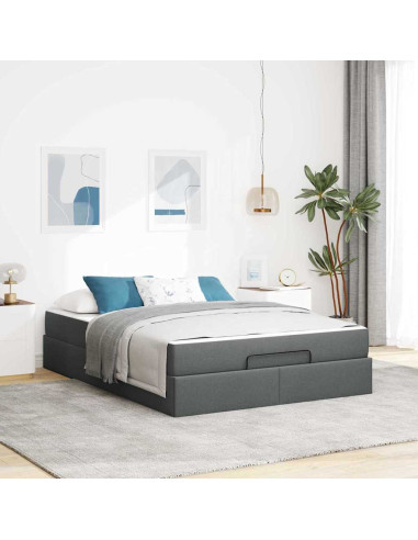 Struttura letto con materasso 2 pcs Grigio Sfumato Tessuto