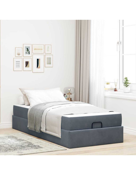 Struttura del letto Grigio scuro 90 x 200 cm Velluto